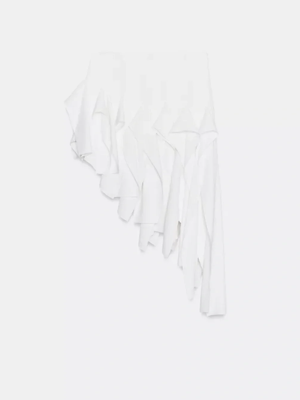Zara White Asymmetrical Ruffled Mid Rise Skirt